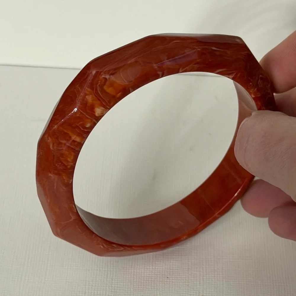 Free People Resin Faceted Red Bangle Bracelet